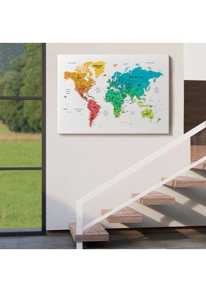 Dünya Haritası Dekoratif Kanvas Tablo Son Derece Detaylı ve Eğitici 1602 indirimleri
