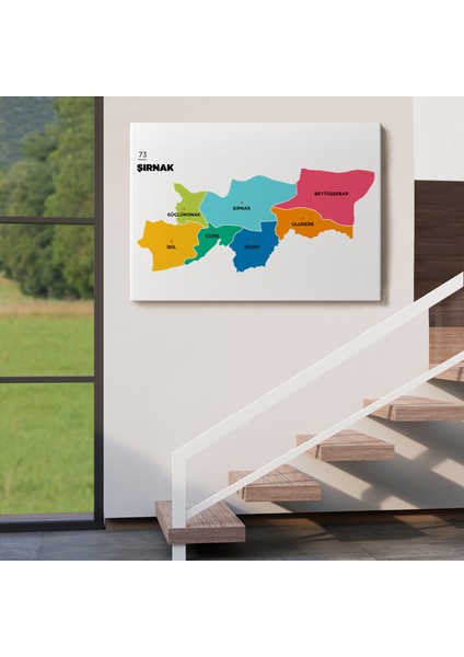 Şırnak Ili ve Ilçeler Haritası Dekoratif Kanvas Tablo 1460