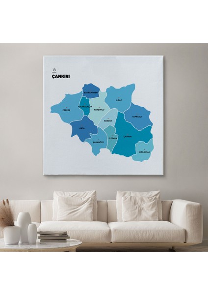 Çankırı Ili ve Ilçeler Haritası Dekoratif Kanvas Tablo 1314 fiyatları
