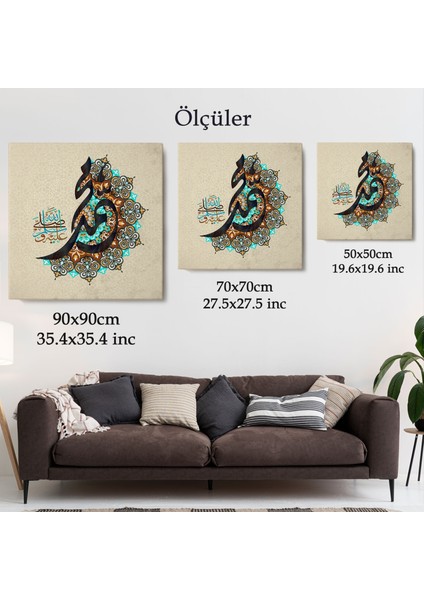 Allahın Selamı Üzerine Olsun, Sallallahu Aleyhi ve Sellem Yazılı Dekoratif Kanvas TABLO-3299 indirimleri