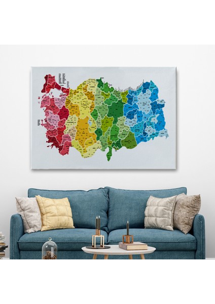 Türkiye Haritası Kanvas Tablo Il ve Ilçeli Ayrıntılı Eğitici Dekoratif Tablo 3049 fiyatları