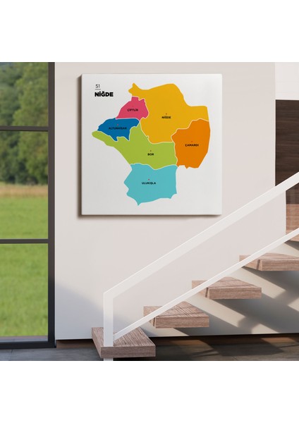 Niğde Ili ve Ilçeler Haritası Dekoratif Kanvas Tablo 1430 fırsatları