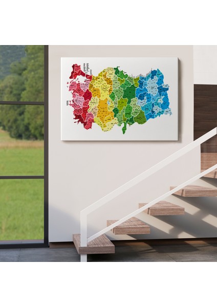 Türkiye Haritası Kanvas Tablo Il ve Ilçeli Ayrıntılı Eğitici Dekoratif Tablo 3049 indirimleri