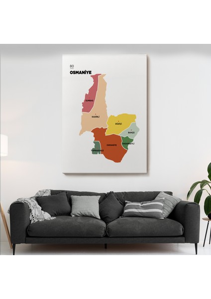 Osmaniye Ili ve Ilçeler Haritası Dekoratif Kanvas Tablo 1437 fiyatları