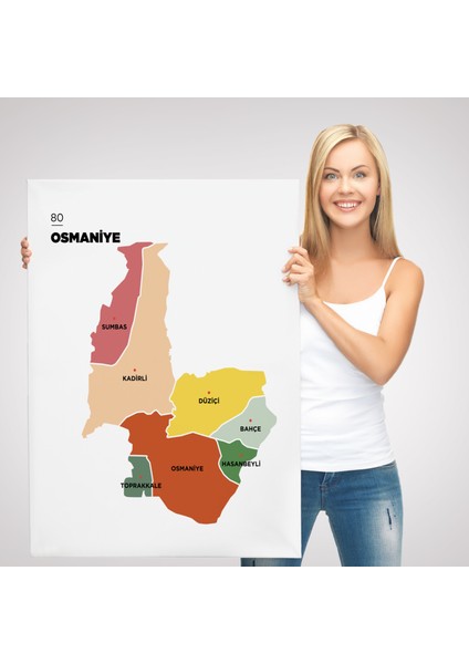 Osmaniye Ili ve Ilçeler Haritası Dekoratif Kanvas Tablo 1437 modelleri
