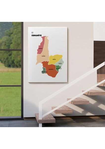 Osmaniye Ili ve Ilçeler Haritası Dekoratif Kanvas Tablo 1437 fırsatları