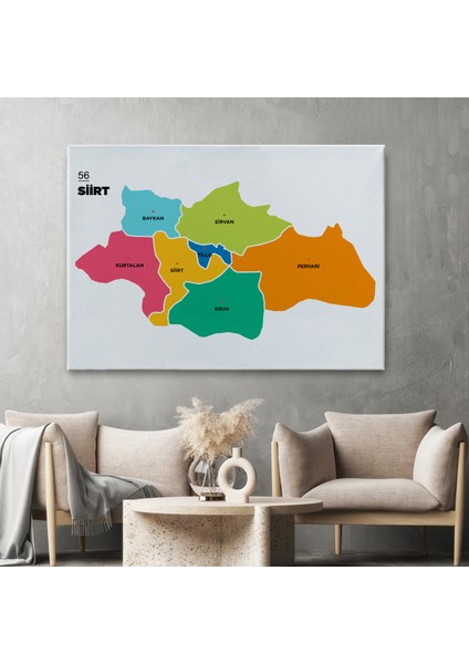 Siirt Ili ve Ilçeler Haritası Dekoratif Kanvas Tablo 1448 fiyatları