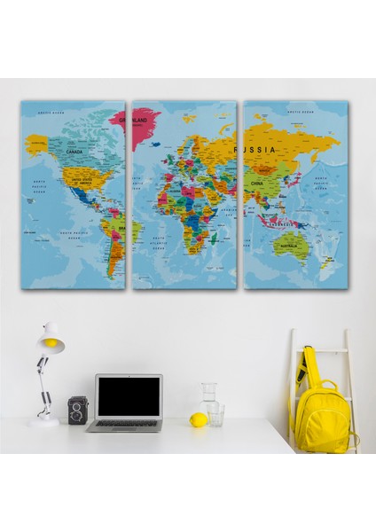 Dünya Haritası Kanvas Tablo Çok Ayrıntılı Dekoratif ve Okyanuslu 2171 modelleri