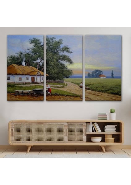 Köy Evi Manzarası Yağlıboya Görünüm Dekoratif Kanvas Duvar TABLOSU-3555 modelleri