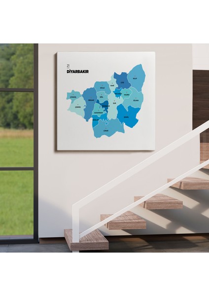 Diyarbakır Ili ve Ilçeler Haritası Dekoratif Kanvas Tablo 1323 fırsatları