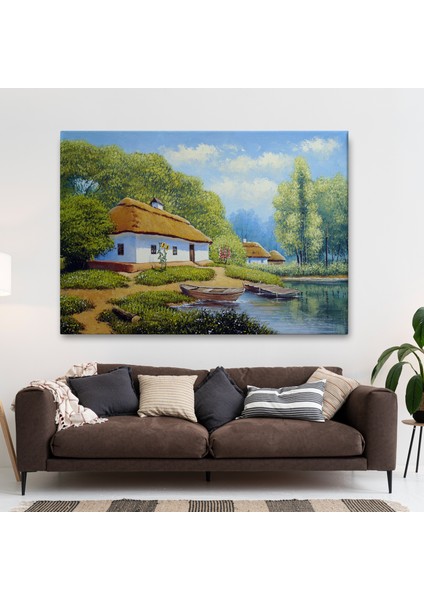 Ukrayna Köy Evi Manzarası Yağlıboya Görünüm Dekoratif Kanvas Duvar TABLOSU-3663 fiyatları
