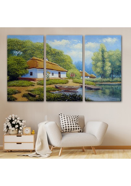 Ukrayna Köy Evi Manzarası Yağlıboya Görünüm Dekoratif Kanvas Duvar TABLOSU-3663 modelleri