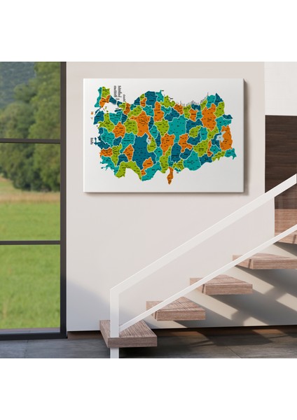 Türkiye Haritası Kanvas Tablo Il ve Ilçeli Ayrıntılı Eğitici Dekoratif Tablo 3043 indirimleri