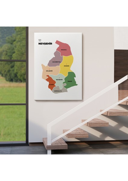 Nevşehir Ili ve Ilçeler Haritası Dekoratif Kanvas Tablo 1428 fırsatları