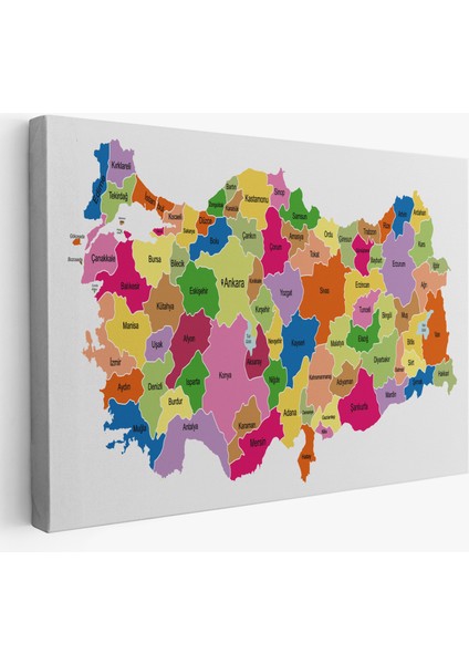 Türkiye Haritası Kanvas Tablo Eğitici ve Öretici Dekoratif Tablo Tablo 3120