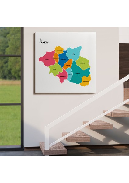 Çankırı Ili ve Ilçeler Haritası Dekoratif Kanvas Tablo 1312 fırsatları