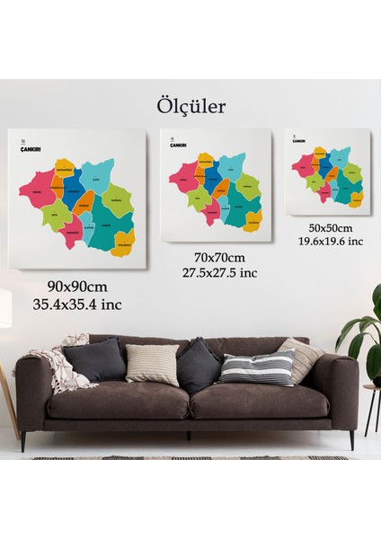 Çankırı Ili ve Ilçeler Haritası Dekoratif Kanvas Tablo 1312 indirimleri