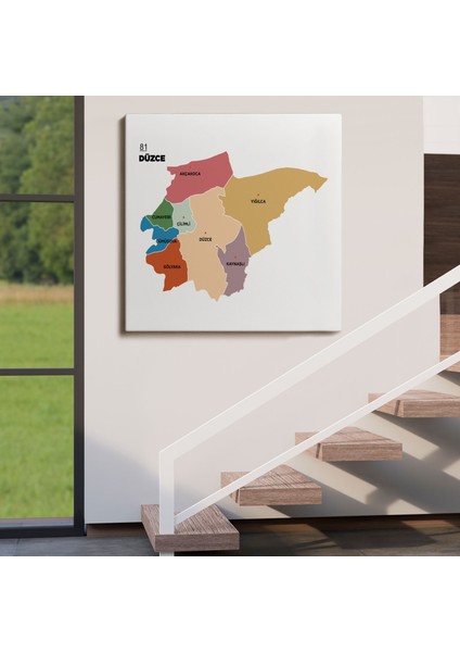 Düzce Ili ve Ilçeler Haritası Dekoratif Kanvas Tablo 1325 fırsatları
