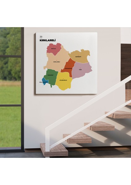 Kırklareli Ili ve Ilçeler Haritası Dekoratif Kanvas Tablo 1395 fırsatları