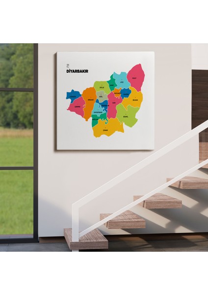 Diyarbakır Ili ve Ilçeler Haritası Dekoratif Kanvas Tablo 1321 fırsatları