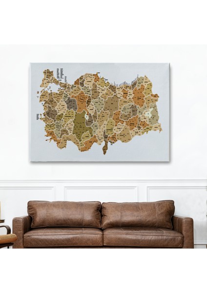 Türkiye Haritası Kanvas Tablo Il ve Ilçeli Ayrıntılı Eğitici Dekoratif Tablo 3048 fiyatları