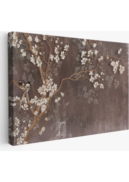 Ağaçtaki Beyaz Çiçekler Yağlıboya Görünüm Dekoratif Kanvas Duvar TABLOSU-3736