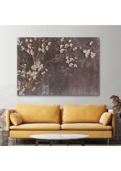 Ağaçtaki Beyaz Çiçekler Yağlıboya Görünüm Dekoratif Kanvas Duvar TABLOSU-3736 fiyatları