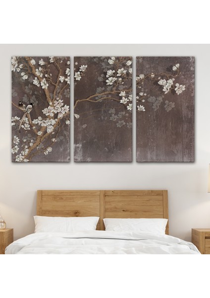 Ağaçtaki Beyaz Çiçekler Yağlıboya Görünüm Dekoratif Kanvas Duvar TABLOSU-3736 modelleri