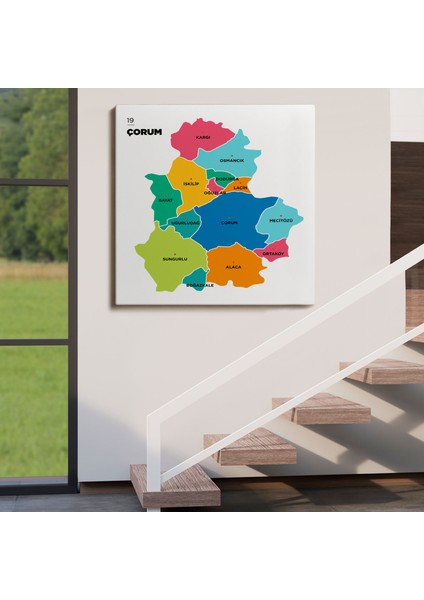 Çorum Ili ve Ilçeler Haritası Dekoratif Kanvas Tablo 1315 fırsatları