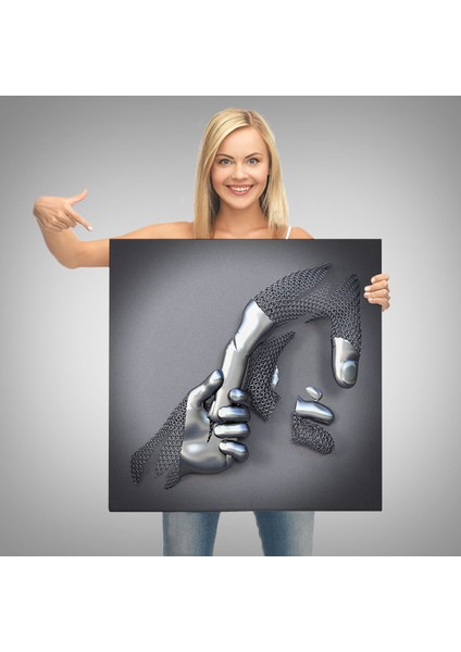 Metalik Efektli 3D Kanvas Poster, Modern Duvar Dekoru, Gümüş Kanvas TABLO-5357 modelleri