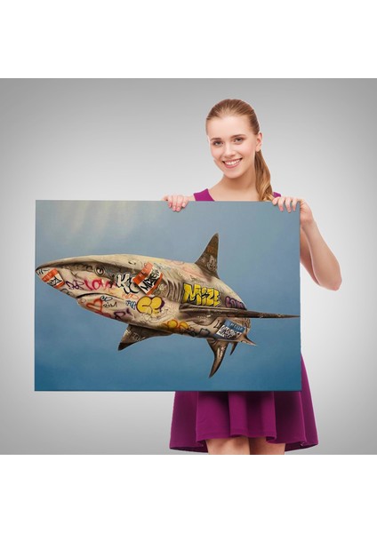 Graffiti Köpek Balığı Kanvas, Pop Art TABLO-5416 modelleri