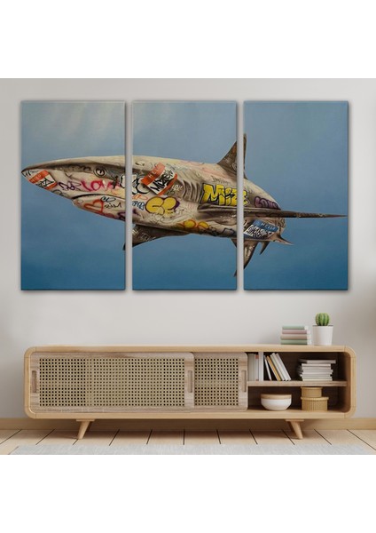 Graffiti Köpek Balığı Kanvas, Pop Art TABLO-5416 fırsatları
