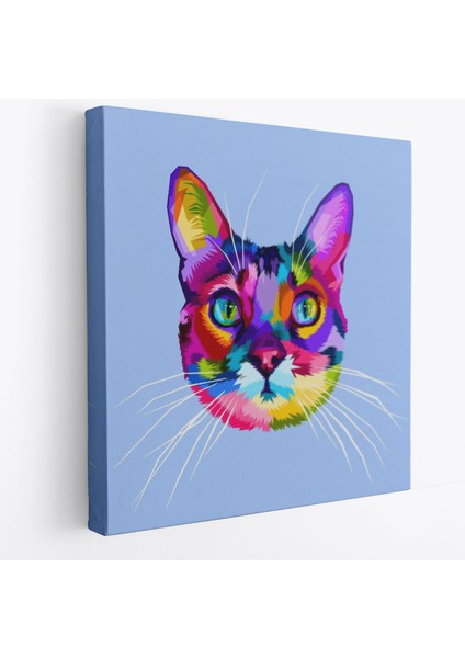 Renkli Kedi Kafası Dekoratif Kanvas TABLO-5815