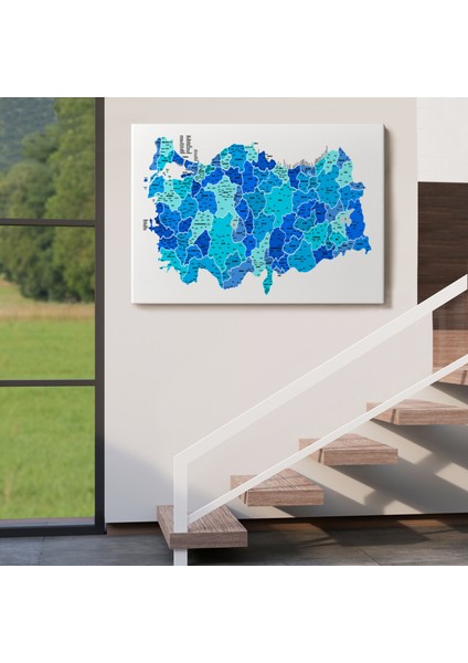 Türkiye Haritası Kanvas Tablo Il ve Ilçeli Ayrıntılı Eğitici Dekoratif Tablo 3030 indirimleri