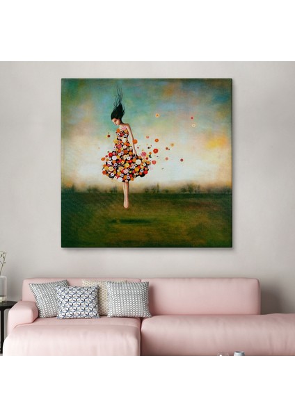 Çiçek Elbiseli Kız Kanvas TABLO-5889 fiyatları