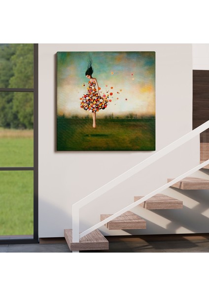 Çiçek Elbiseli Kız Kanvas TABLO-5889 fırsatları