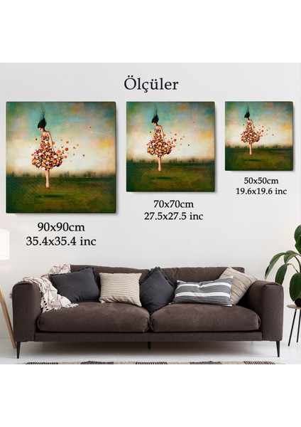 Çiçek Elbiseli Kız Kanvas TABLO-5889 indirimleri