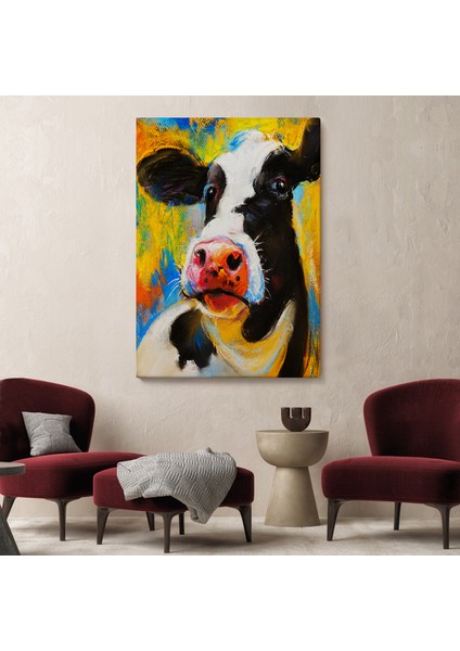 Modern Sanat Inek Portresi Dekoratif Kanvas Duvar TABLO-5936 fiyatları
