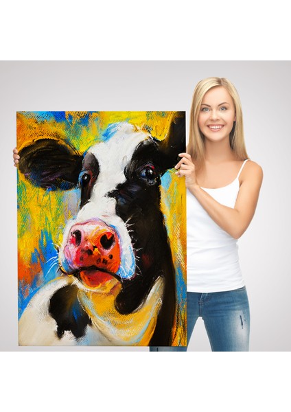Modern Sanat Inek Portresi Dekoratif Kanvas Duvar TABLO-5936 modelleri