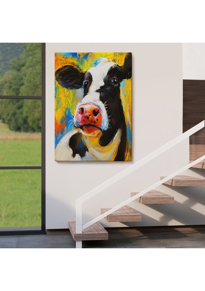 Modern Sanat Inek Portresi Dekoratif Kanvas Duvar TABLO-5936 fırsatları