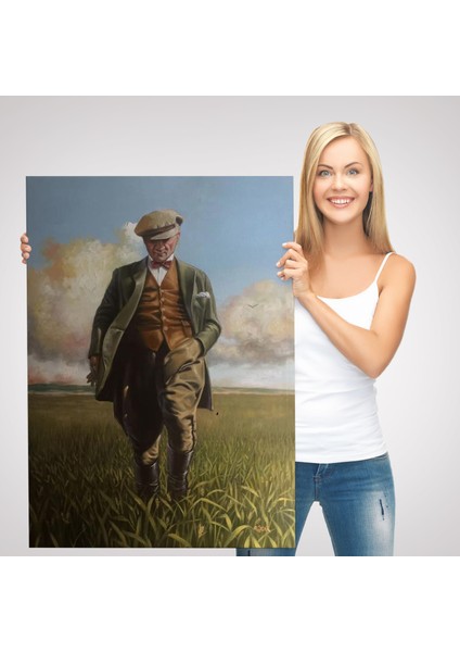 Tarlada Yürüyen Mustafa Kemal Atatürk Duvar TABLOSU-6132 modelleri