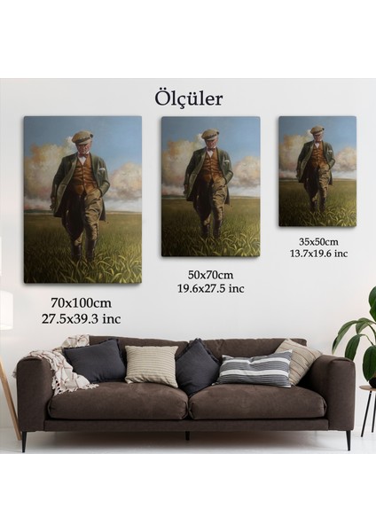 Tarlada Yürüyen Mustafa Kemal Atatürk Duvar TABLOSU-6132 indirimleri