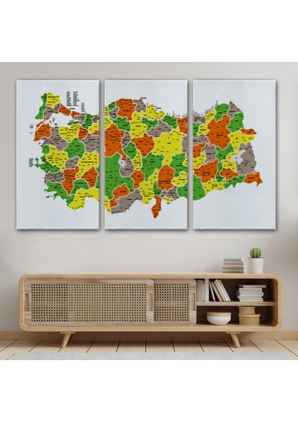 Türkiye Haritası Kanvas Tablo Il ve Ilçeli Ayrıntılı Eğitici Dekoratif Tablo 3027 modelleri