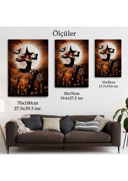 Süpürge ile Uçan Cadı, Cadılar Bayramı Hediyesi, Hellowen Tablo -6271 indirimleri