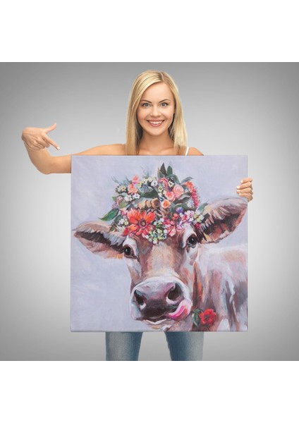 Çiçek Taçlı Güzel Yayla Ineği Kanvas TABLO-5878 modelleri