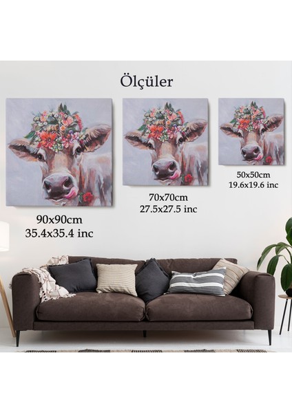 Çiçek Taçlı Güzel Yayla Ineği Kanvas TABLO-5878 indirimleri