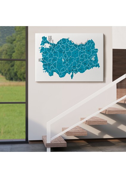 Türkiye Haritası Kanvas Tablo Il ve Ilçeli Ayrıntılı Eğitici Dekoratif Tablo 3031 indirimleri