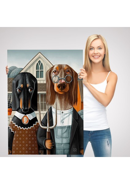 Amerikan Gotik Klasiği Köpekler TABLOSU-6012 modelleri