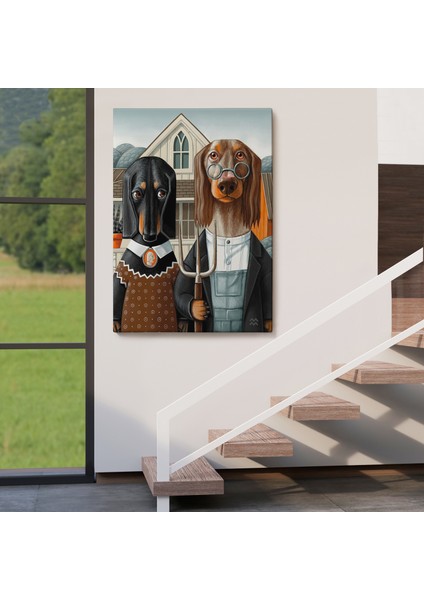 Amerikan Gotik Klasiği Köpekler TABLOSU-6012 fırsatları