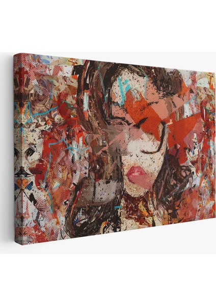 Çağdaş Sanat Kadın Portresi Yağlıboya Görünüm Dekoratif Kanvas Duvar TABLOSU-3534